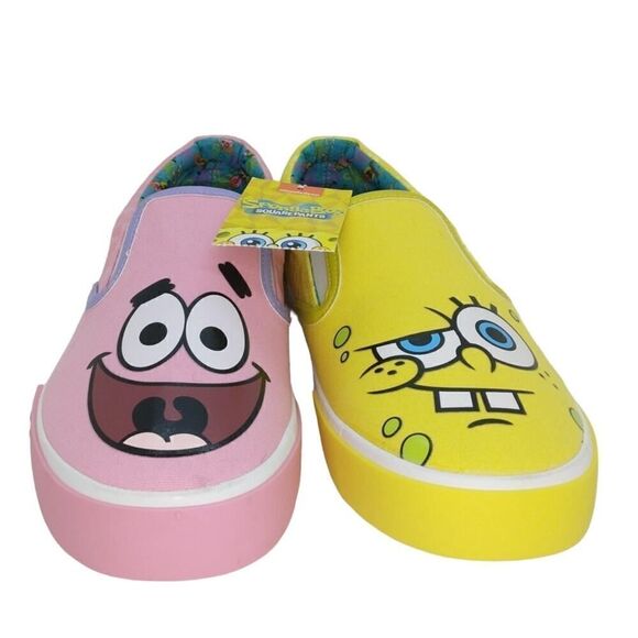 Spongebob & Patrick Womens NEW w/Tags Slip-on Pink & Yellow Sneakers - sz. 8 - Picture 4 of 8